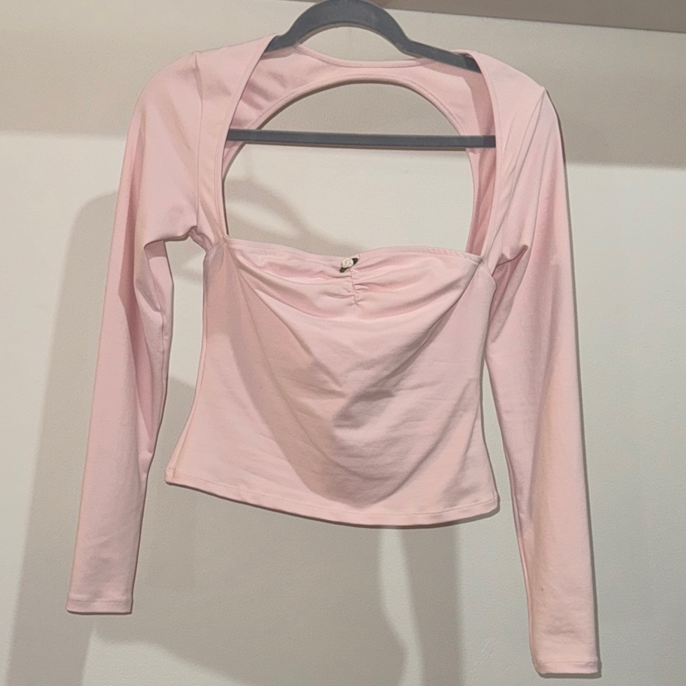 Princess Polly Light Pink Cutout Long Sleeve Top
